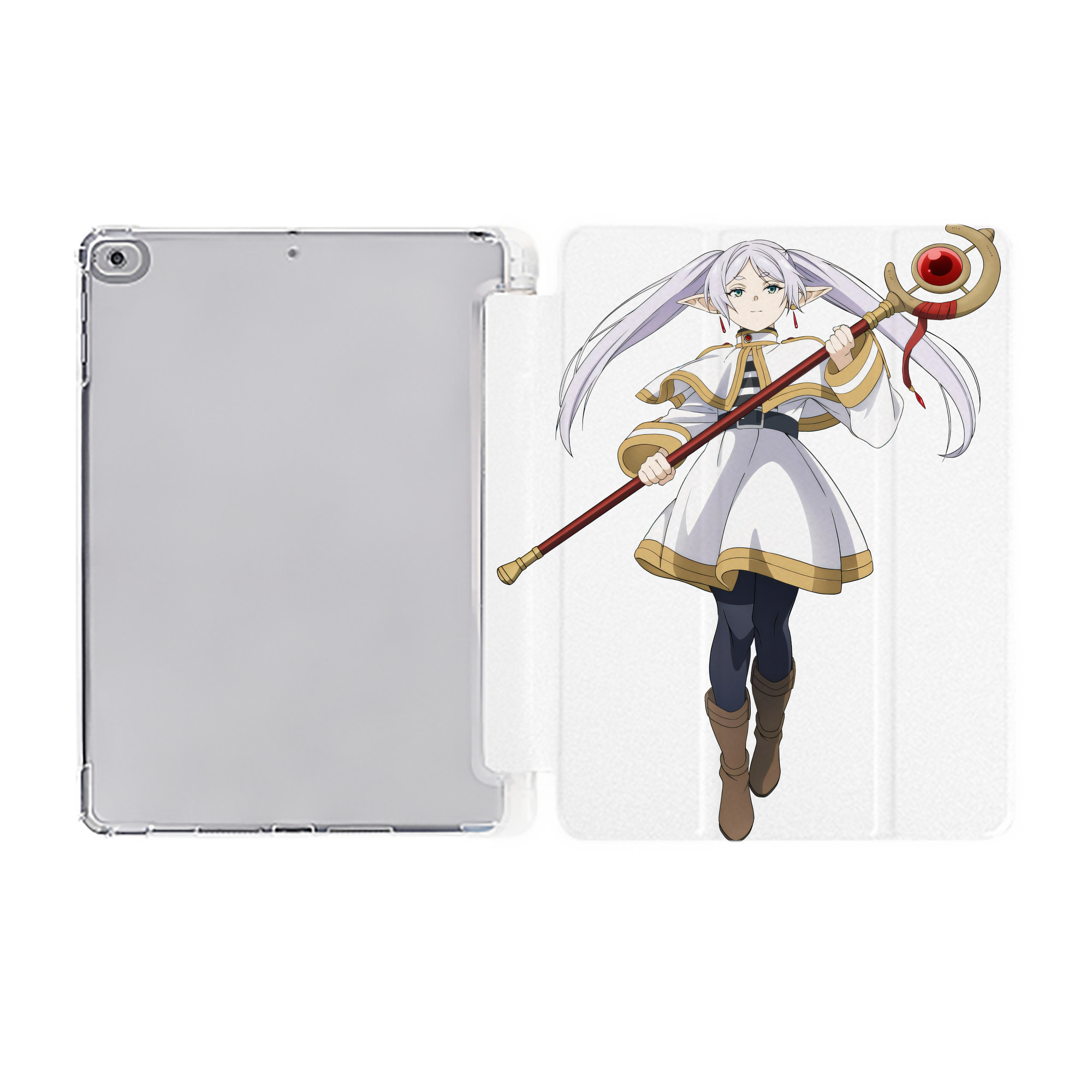 （画像用） 葬送のフリーレン Frieren IPad ケース ペン収納付き 三つ折りスタンド PUレザー×シリコン 対応機種9.5/10.5/10.9インチ